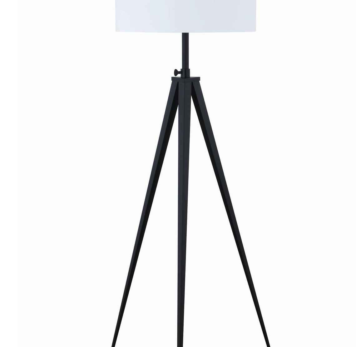 Height Adjustable Metal Tripod Floor Lamp With Fabric Shade, White And Black By Benzara | Floor Lamps |  Modishstore  - 4