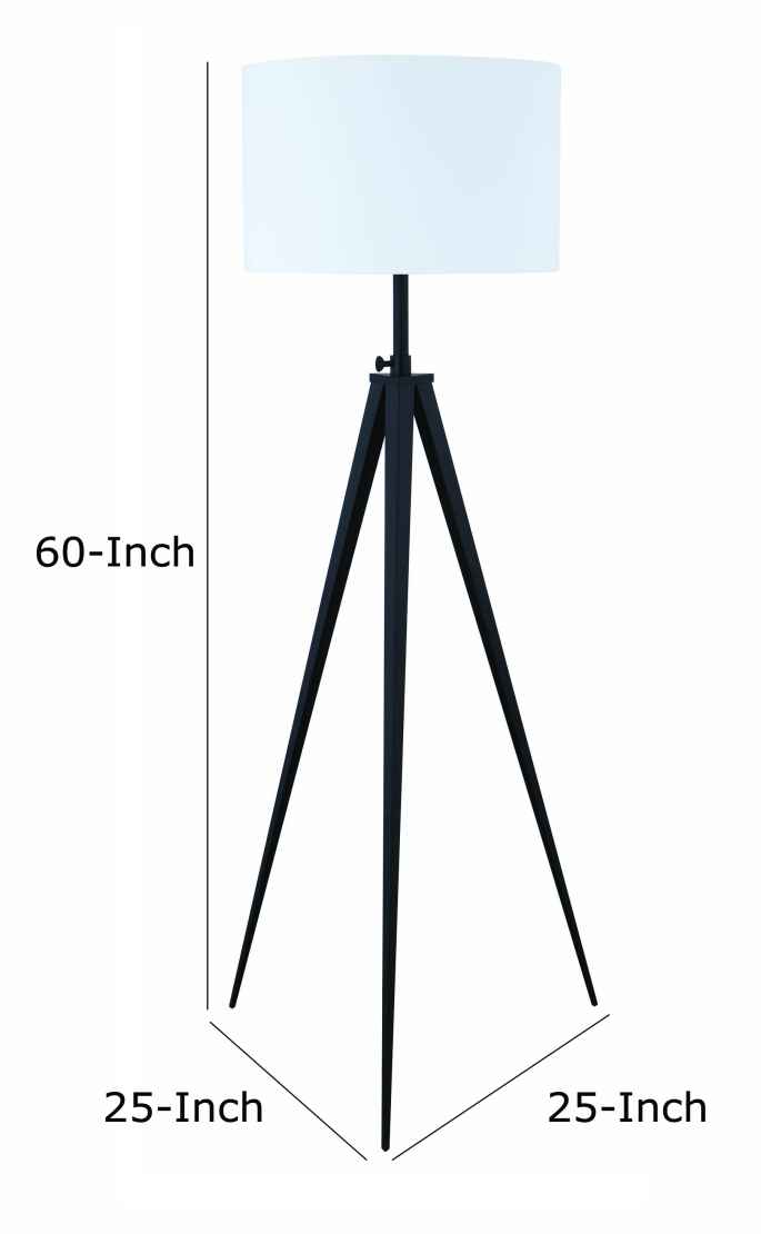 Height Adjustable Metal Tripod Floor Lamp With Fabric Shade, White And Black By Benzara | Floor Lamps |  Modishstore  - 5