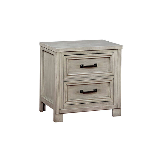 Transitional 2 Drawer Wooden Nightstand With Molded Trim,Antique White By Benzara | Nightstands | Modishstore