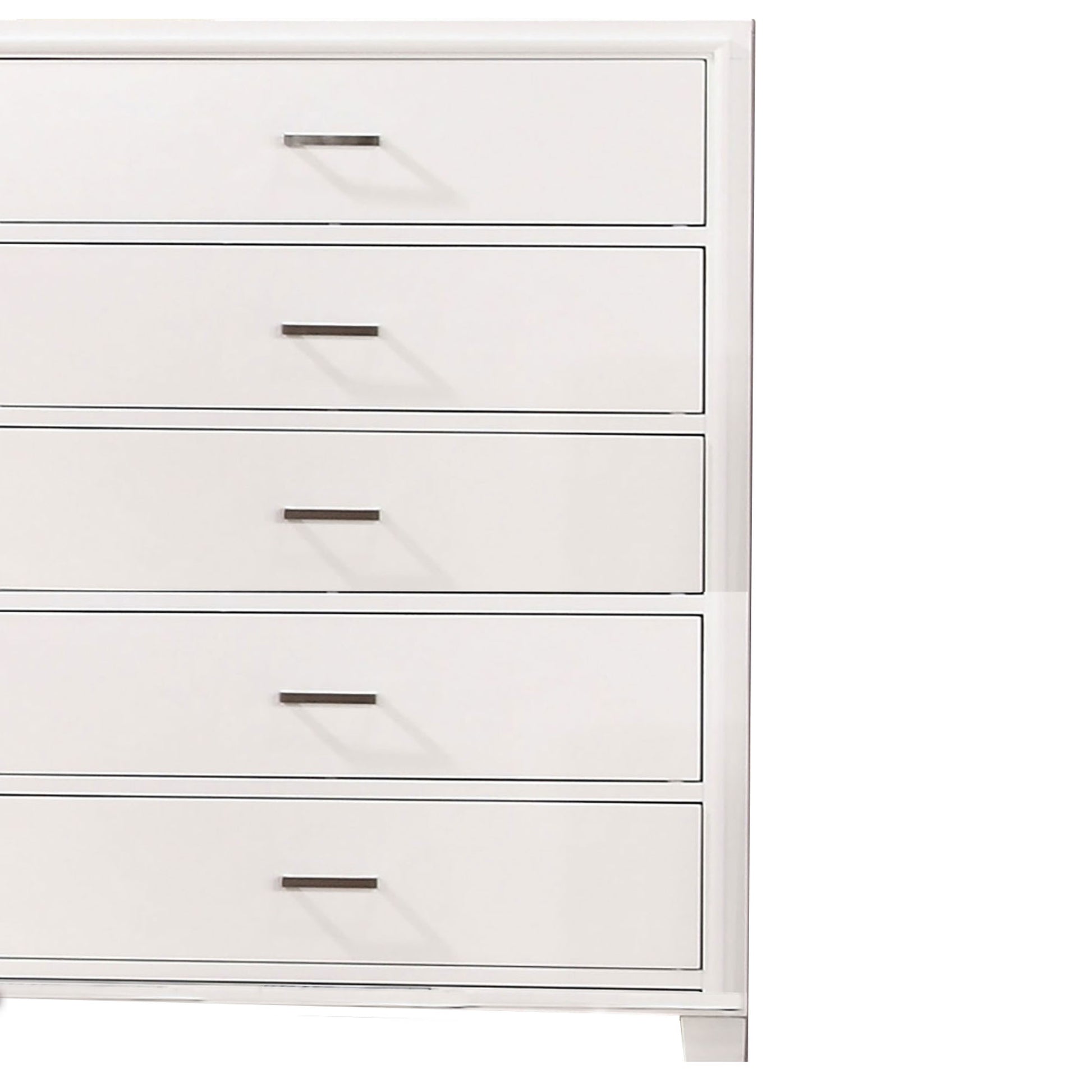 Modern Style Wooden Chest With 5 Drawers And Tapered Legs, White By Benzara | Cabinets |  Modishstore  - 2