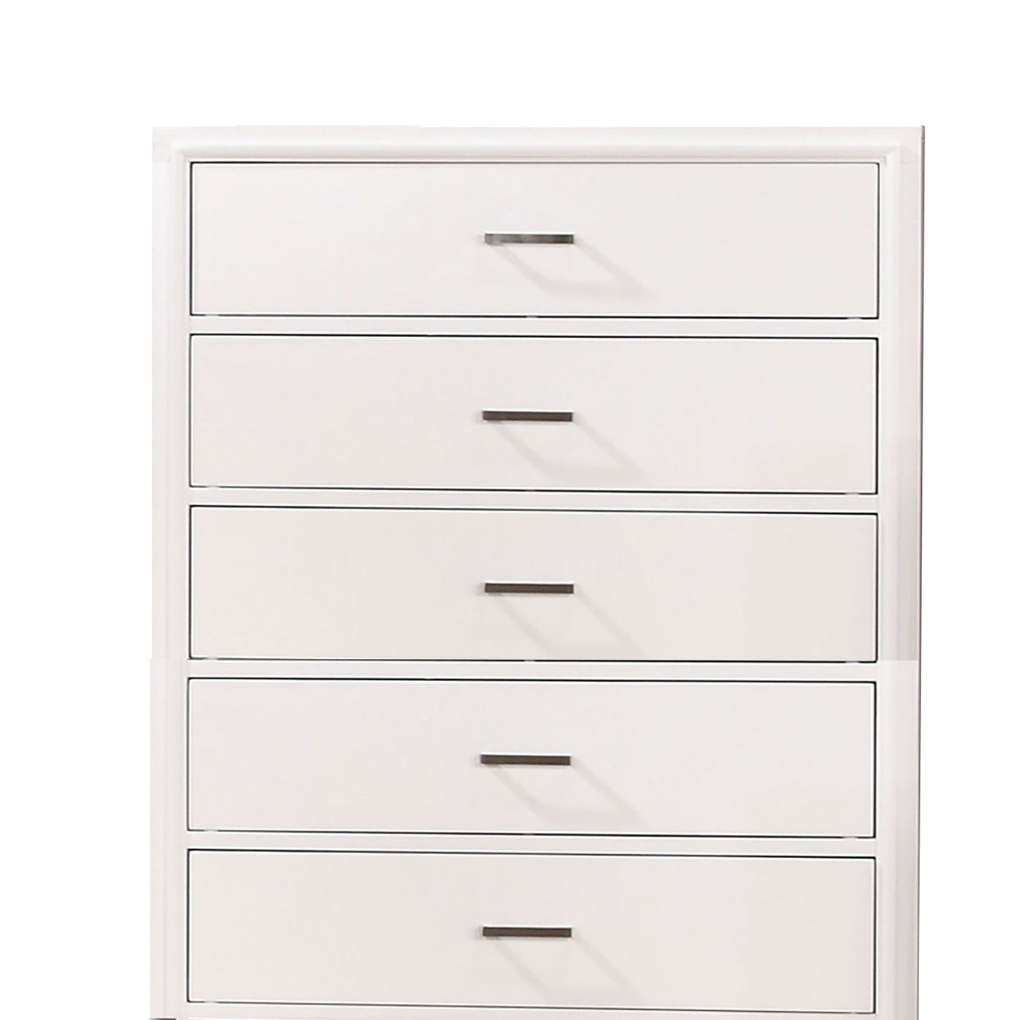 Modern Style Wooden Chest With 5 Drawers And Tapered Legs, White By Benzara | Cabinets |  Modishstore  - 4