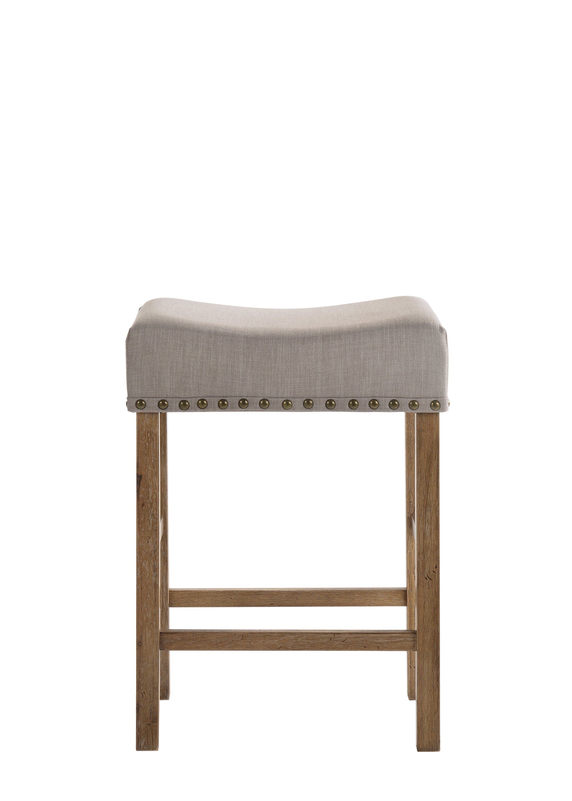 Fabric Upholstered Wooden Counter Height Stool,Set Of 2,Brown And Gray By Benzara | Bar Stools & Table |  Modishstore  - 3