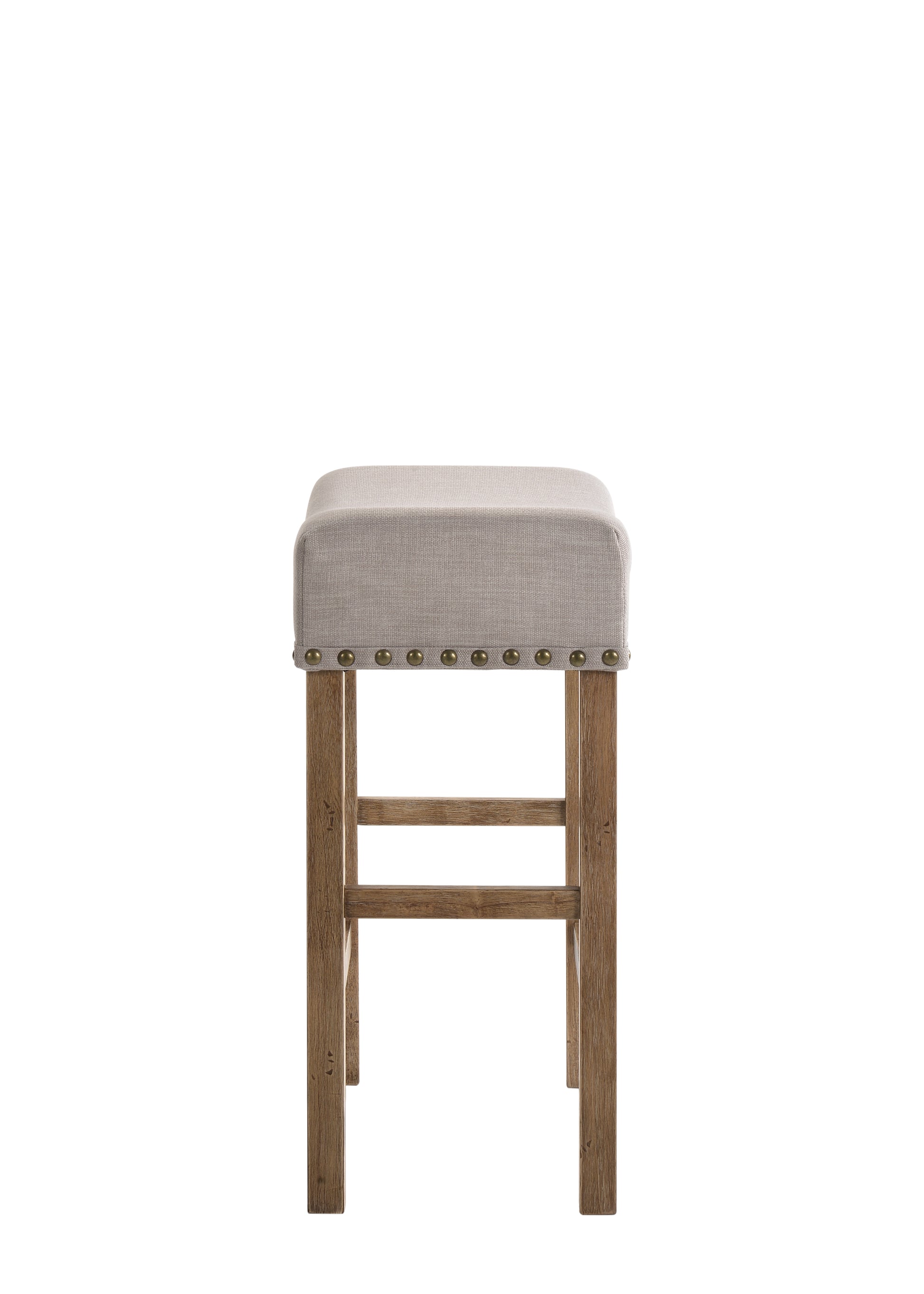 Fabric Upholstered Wooden Counter Height Stool,Set Of 2,Brown And Gray By Benzara | Bar Stools & Table |  Modishstore  - 4