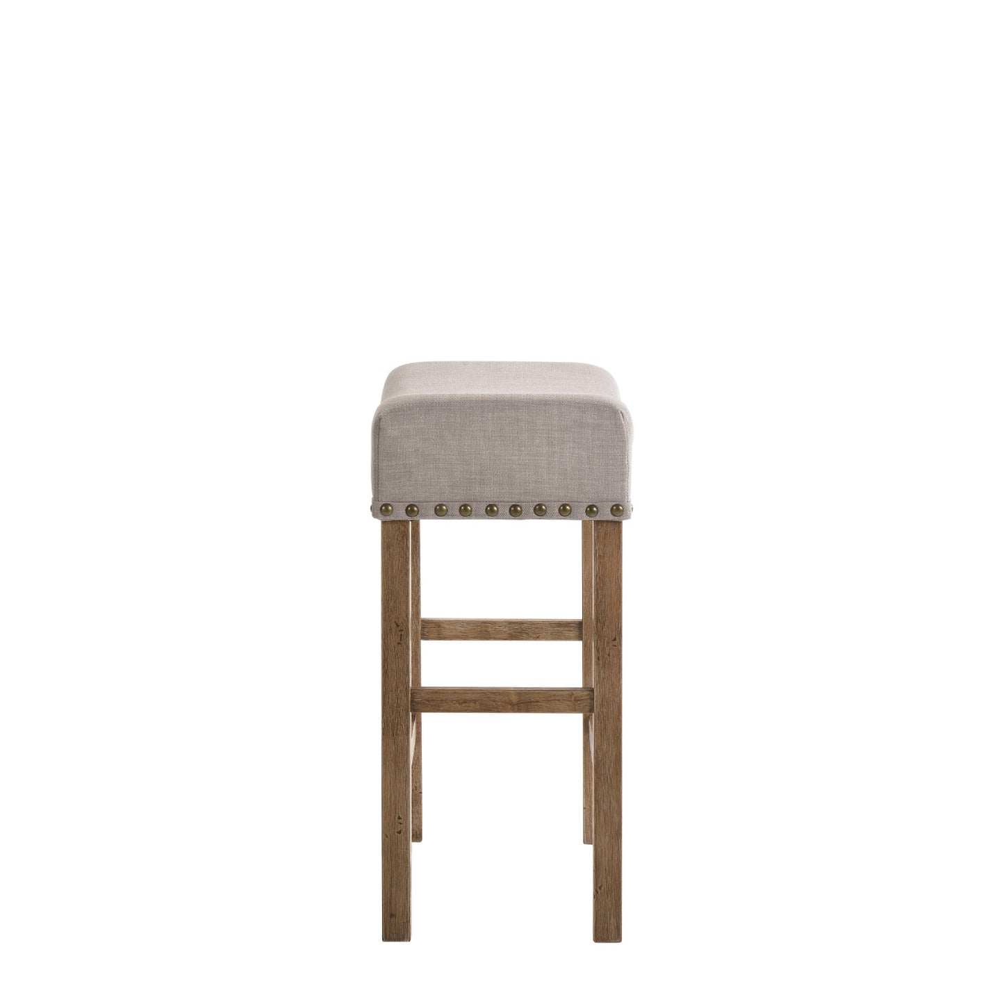 Fabric Upholstered Wooden Counter Height Stool,Set Of 2,Brown And Gray By Benzara | Bar Stools & Table |  Modishstore  - 5