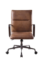5 Star Base Faux Leather Upholstered Wooden Office Chair , Brown By Benzara