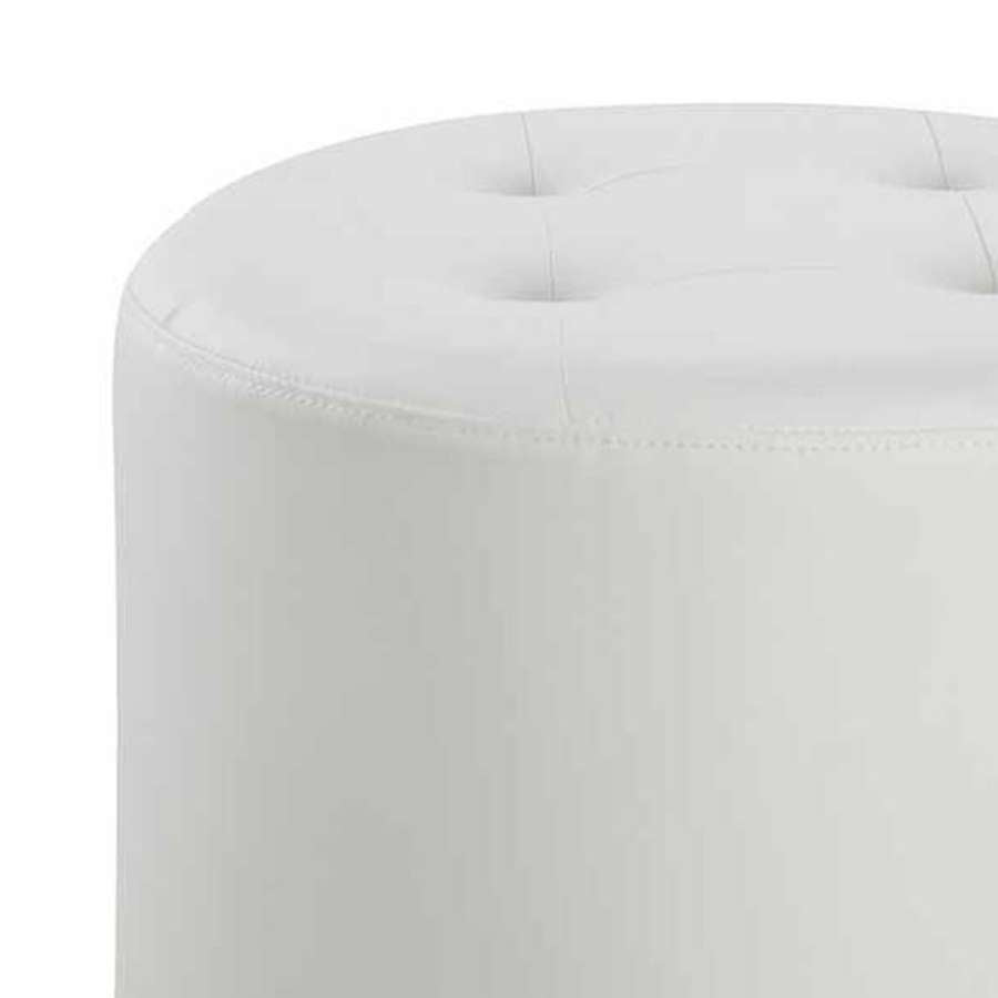 Round Leatherette Swivel Ottoman With Tufted Seat, White And Black By Benzara | Ottomans |  Modishstore  - 4