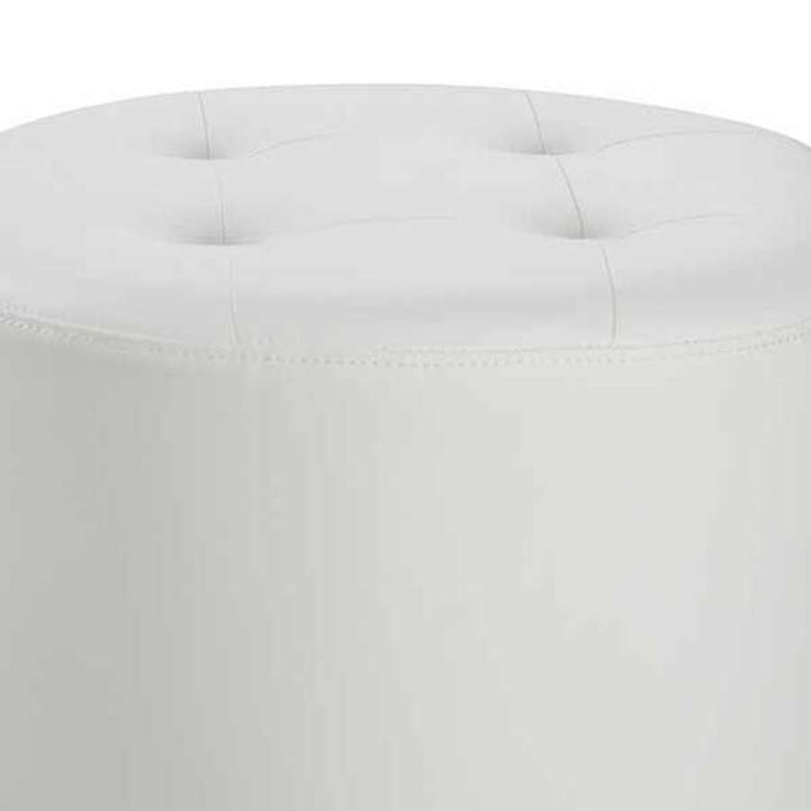 Round Leatherette Swivel Ottoman With Tufted Seat, White And Black By Benzara | Ottomans |  Modishstore  - 2