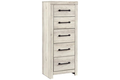 Grained 5 Drawer Wooden Chest With Bar Pull Handles, Distressed White By Benzara