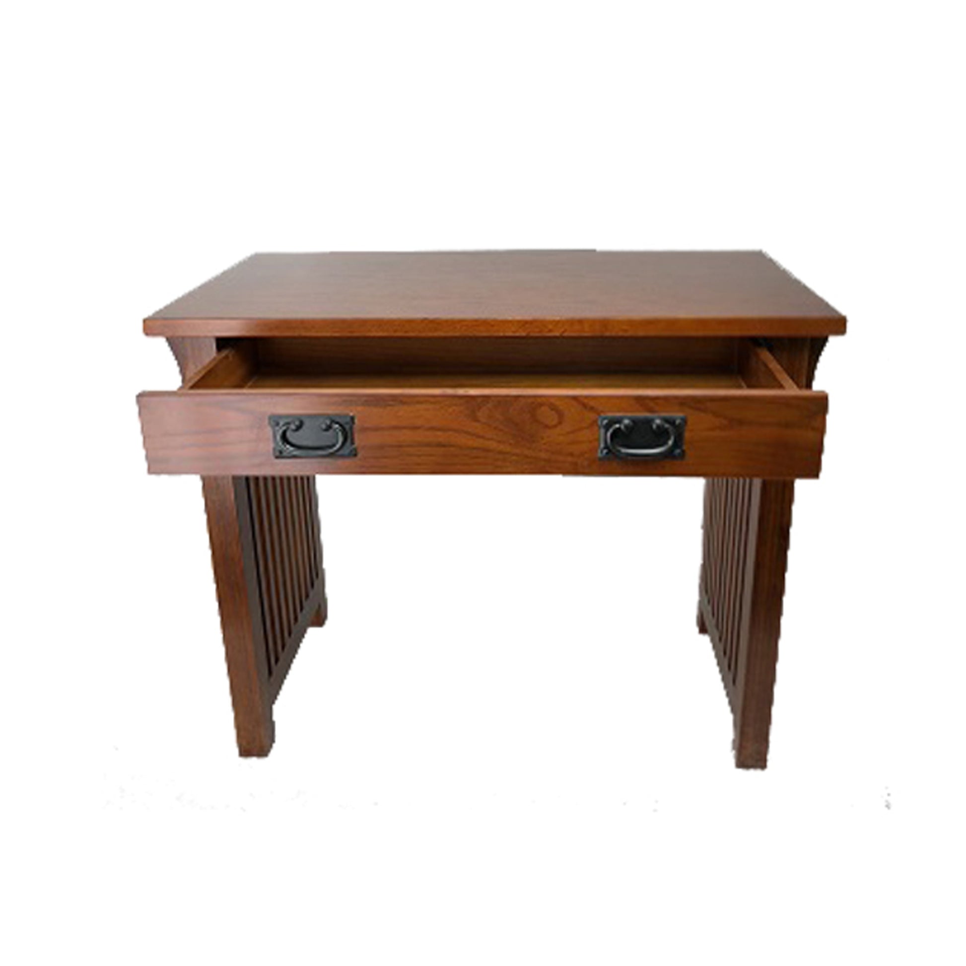 Wooden Frame Writing Desk With 1 Drawer And Slatted Sides, Brown By Benzara | Desks | Modishstore - 2