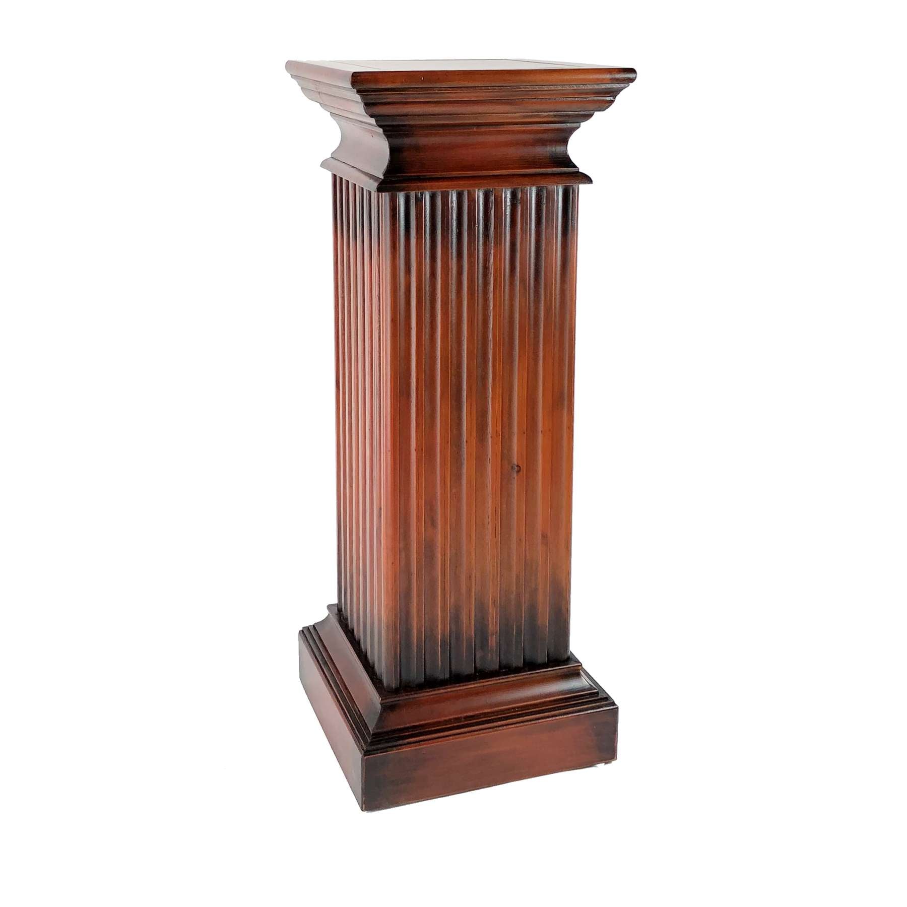 Transitional Style Square Top Pedestal Stand, Brown By Benzara | Side Tables |  Modishstore  - 5