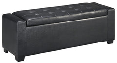 Leatherette Upholstered Storage Bench With Button Tufted Details, Black By Benzara