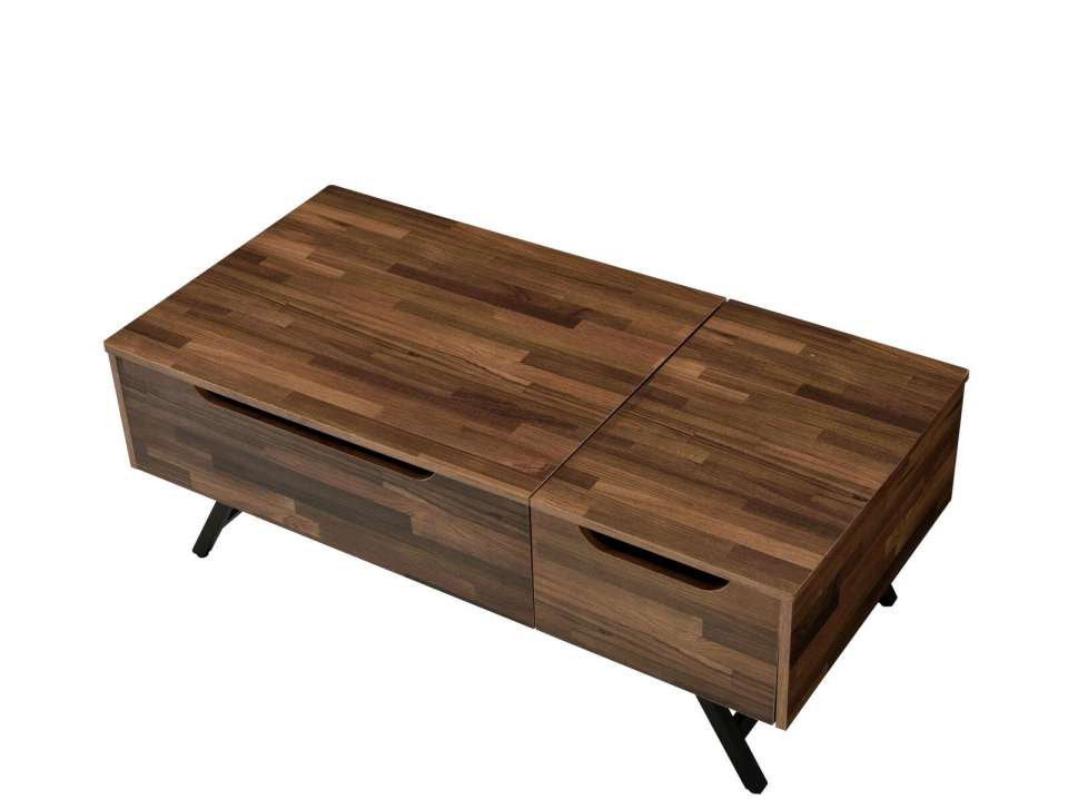 Wooden Coffee Table With Lift Top Storage And 1 Drawer, Walnut Brown By Benzara | Coffee Tables |  Modishstore  - 4