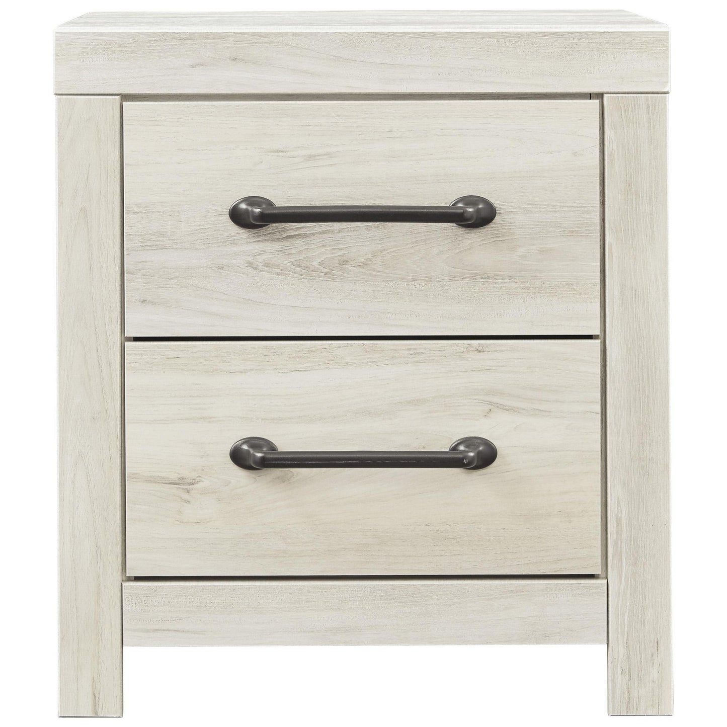 Transitional Wooden Two Drawer Setup Nightstand With Bar Handles, White By Benzara | Nightstands | Modishstore - 5