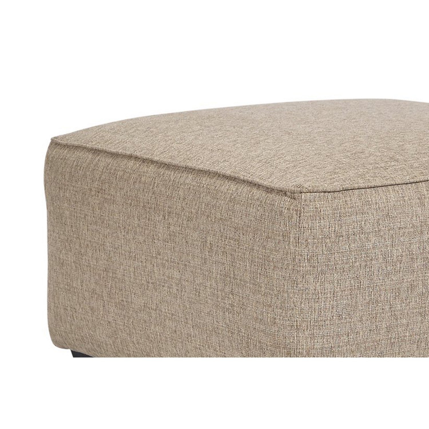 Square Textured Fabric Upholstered Oversized Accent Ottoman, Beige By Benzara | Ottomans | Modishstore - 4