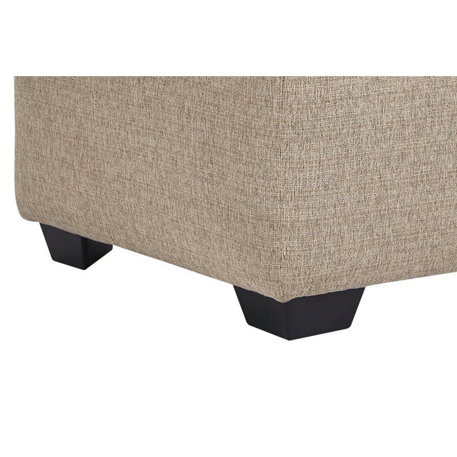 Square Textured Fabric Upholstered Oversized Accent Ottoman, Beige By Benzara | Ottomans | Modishstore - 3