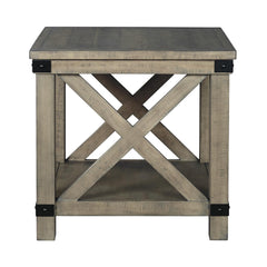 Farmhouse Style End Table With X Shaped Sides And Open Bottom Shelf, Gray By Benzara