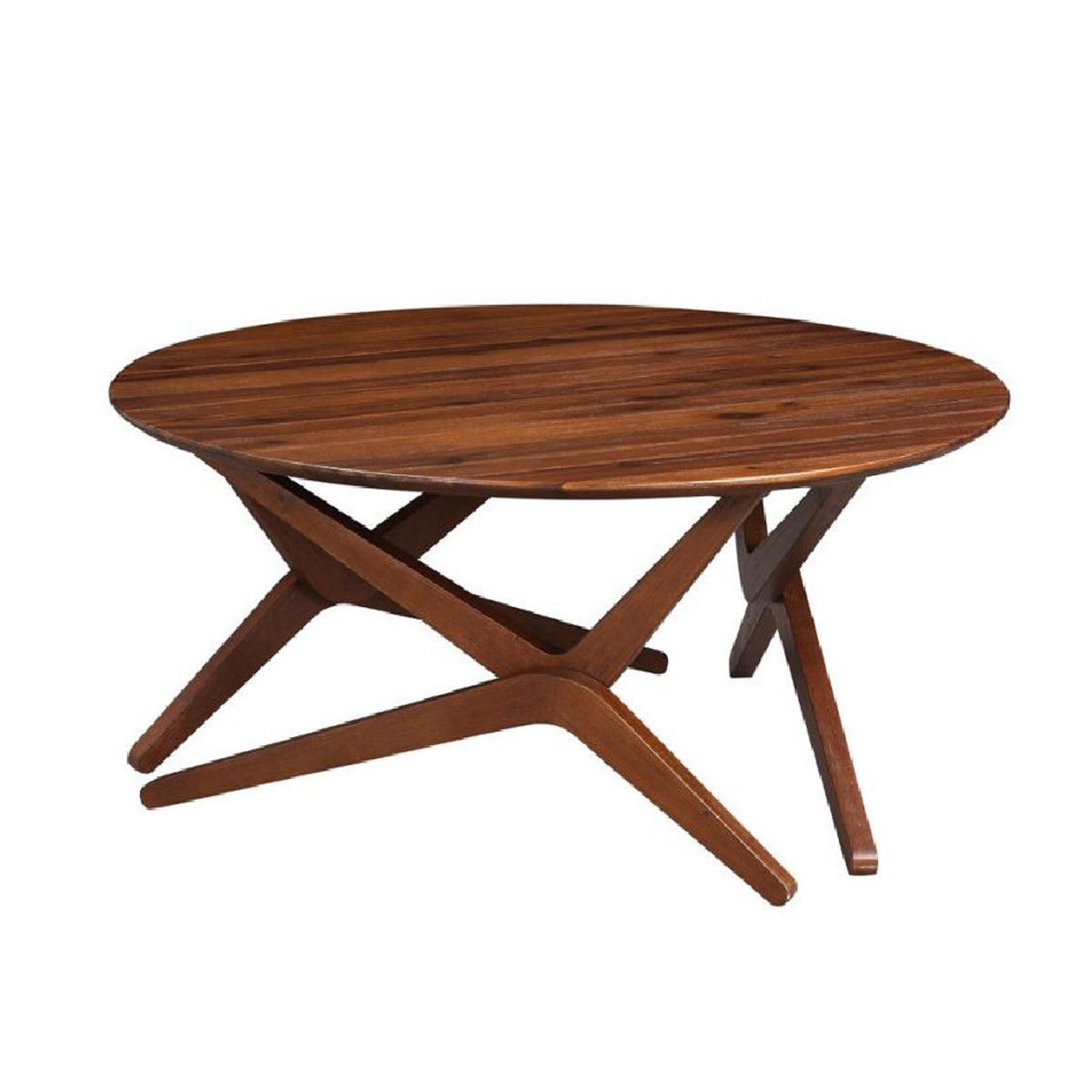 Round Wooden Adjustable Table With Boomerang Legs, Brown By Benzara | Accent Tables | Modishstore - 6