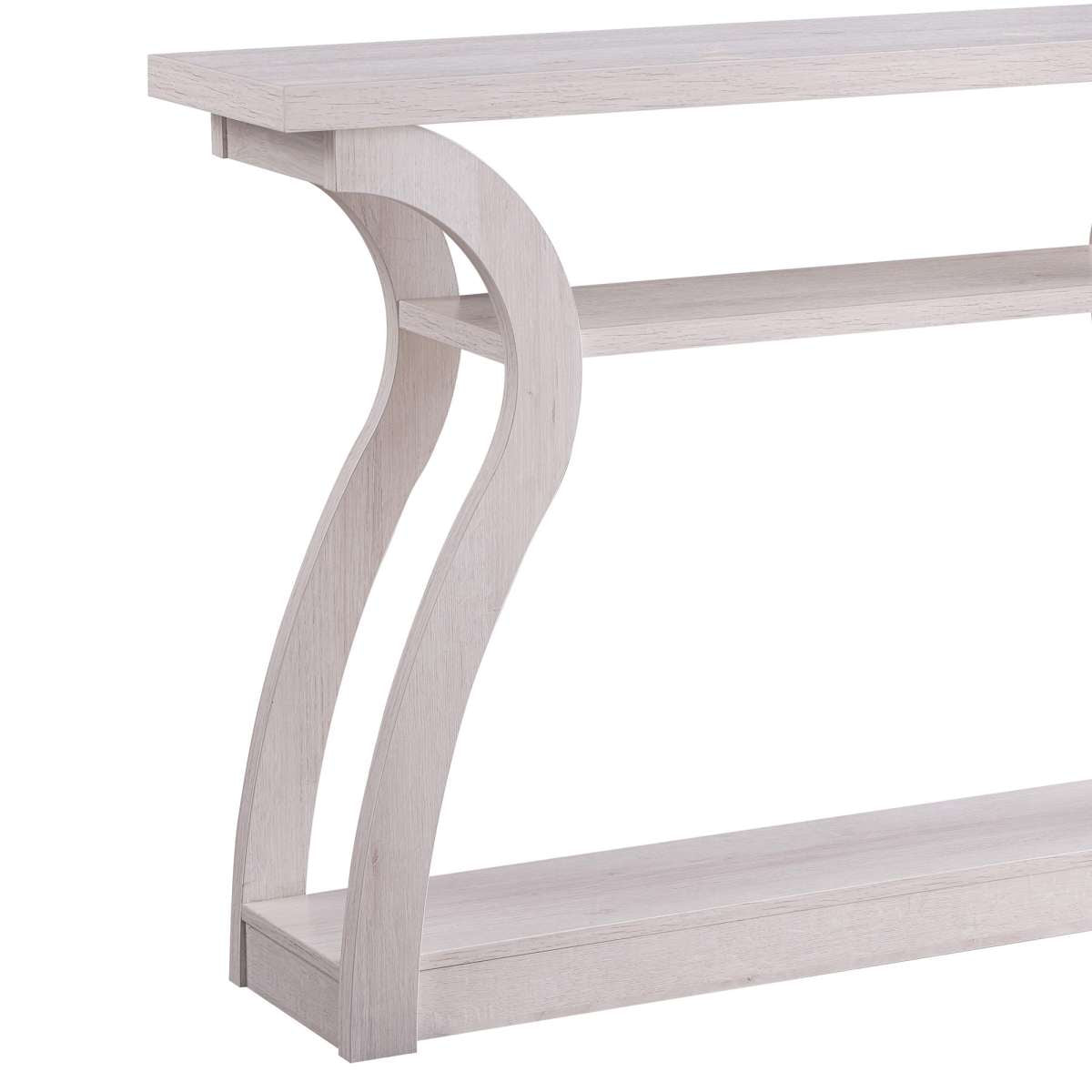 Rectangular Top Wooden Frame Console Table With 2 Bottom Shelves, Off White By Benzara | Console Tables |  Modishstore  - 2