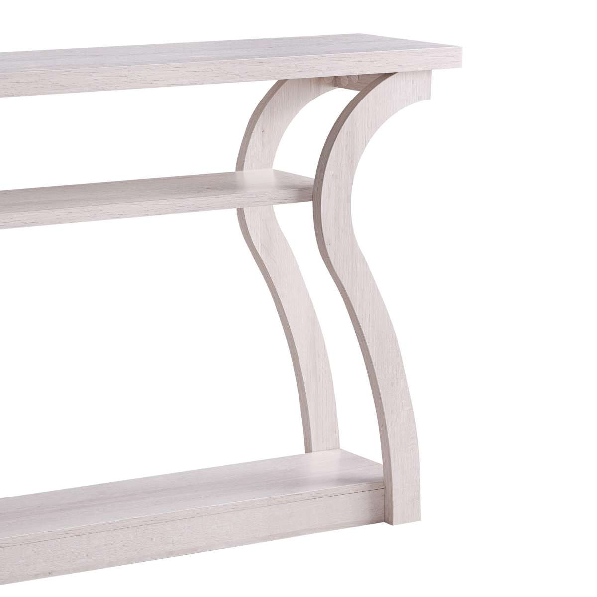 Rectangular Top Wooden Frame Console Table With 2 Bottom Shelves, Off White By Benzara | Console Tables |  Modishstore  - 3