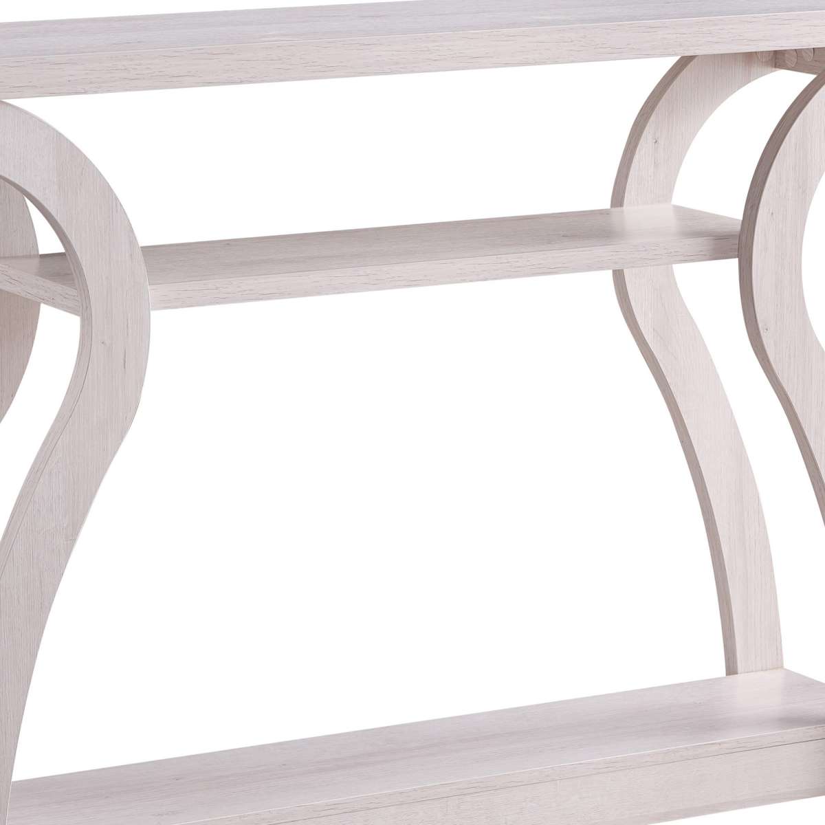 Rectangular Top Wooden Frame Console Table With 2 Bottom Shelves, Off White By Benzara | Console Tables |  Modishstore  - 4