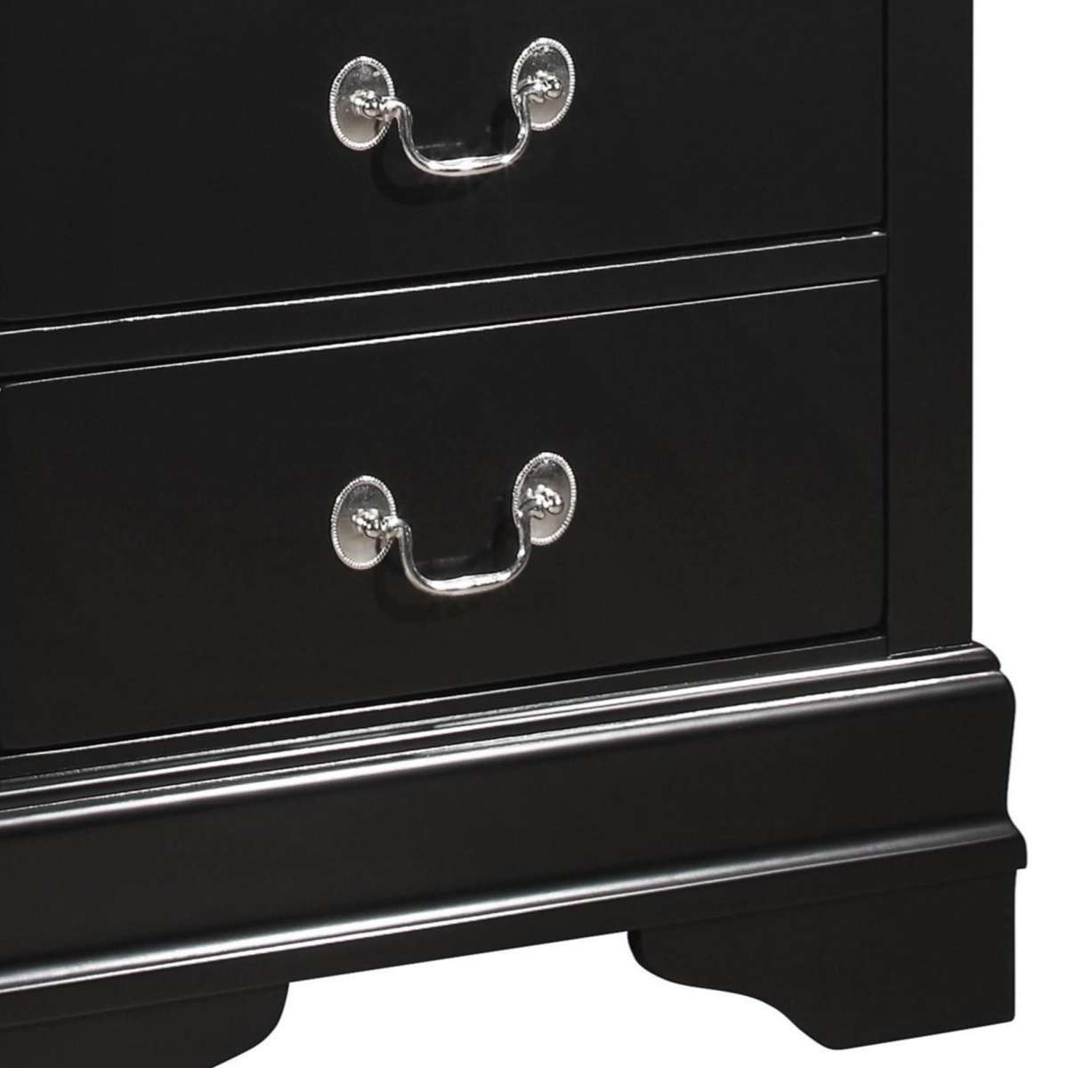 2 Drawers Wooden Frame Nightstand With Antique Metal Pulls, Black - Bm215224 By Benzara | Nightstands |  Modishstore  - 2