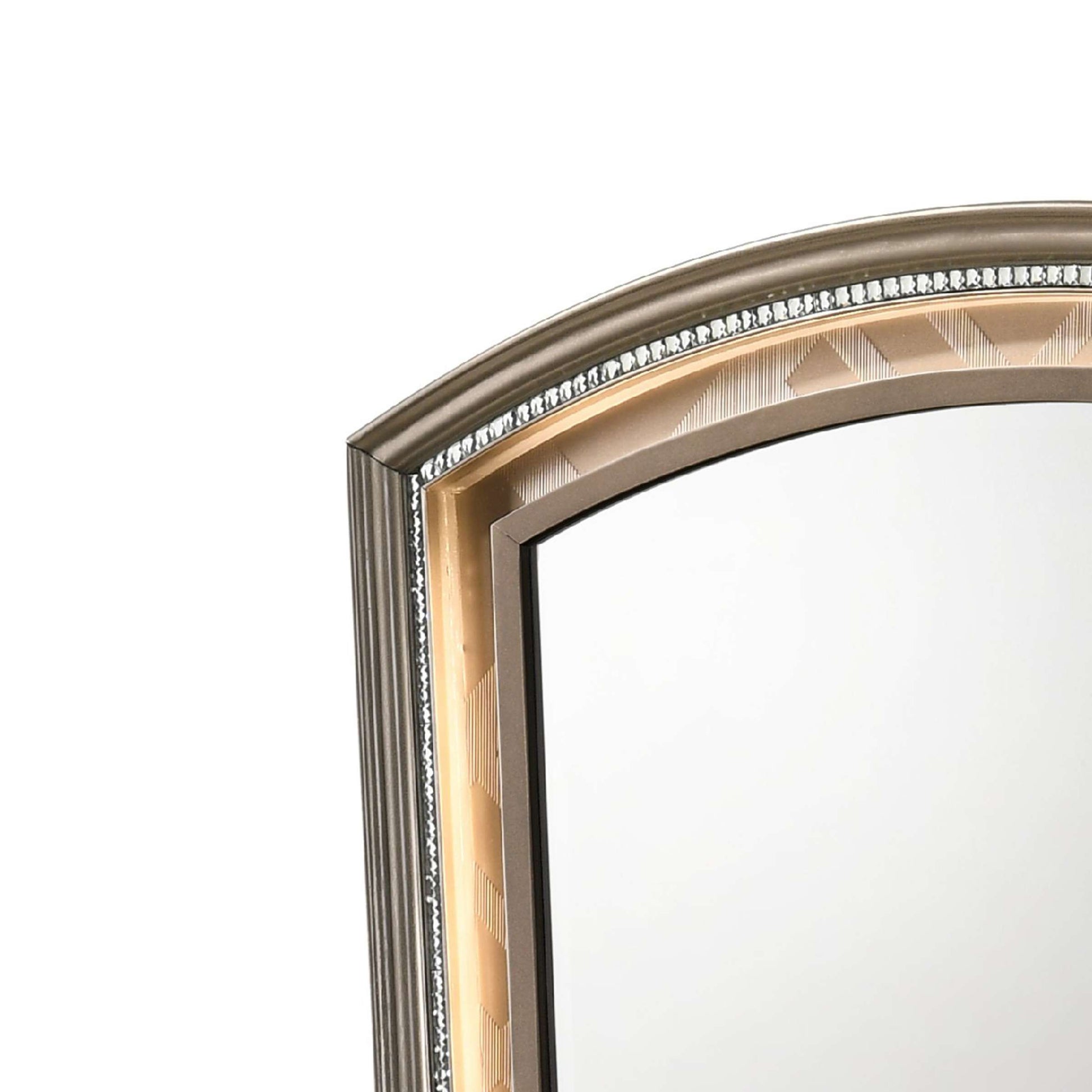 Transitional Wooden Arch Top Mirror With Molded Details, Champagne Gold - Bm215352 By Benzara | Mirrors |  Modishstore  - 2