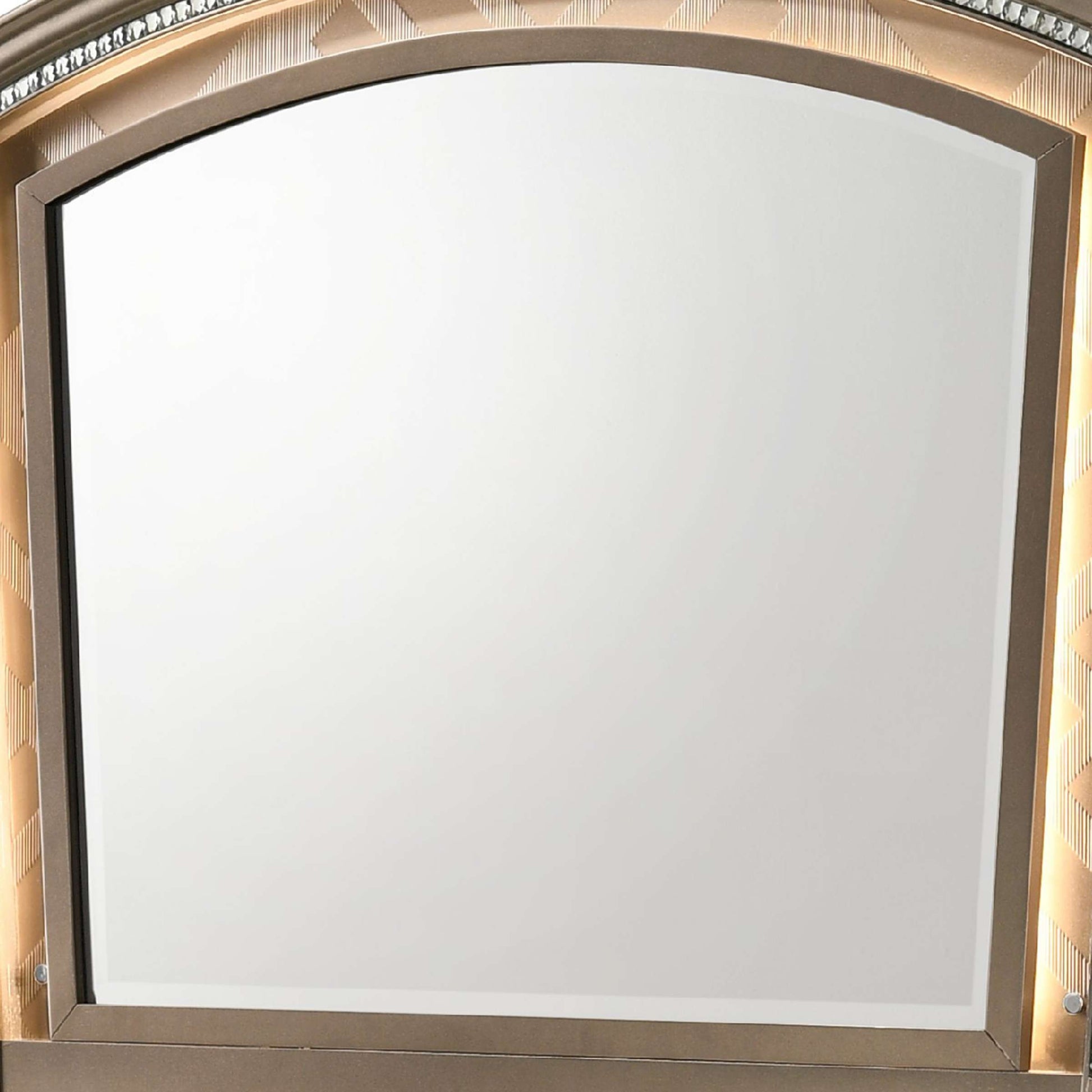 Transitional Wooden Arch Top Mirror With Molded Details, Champagne Gold - Bm215352 By Benzara | Mirrors |  Modishstore  - 3