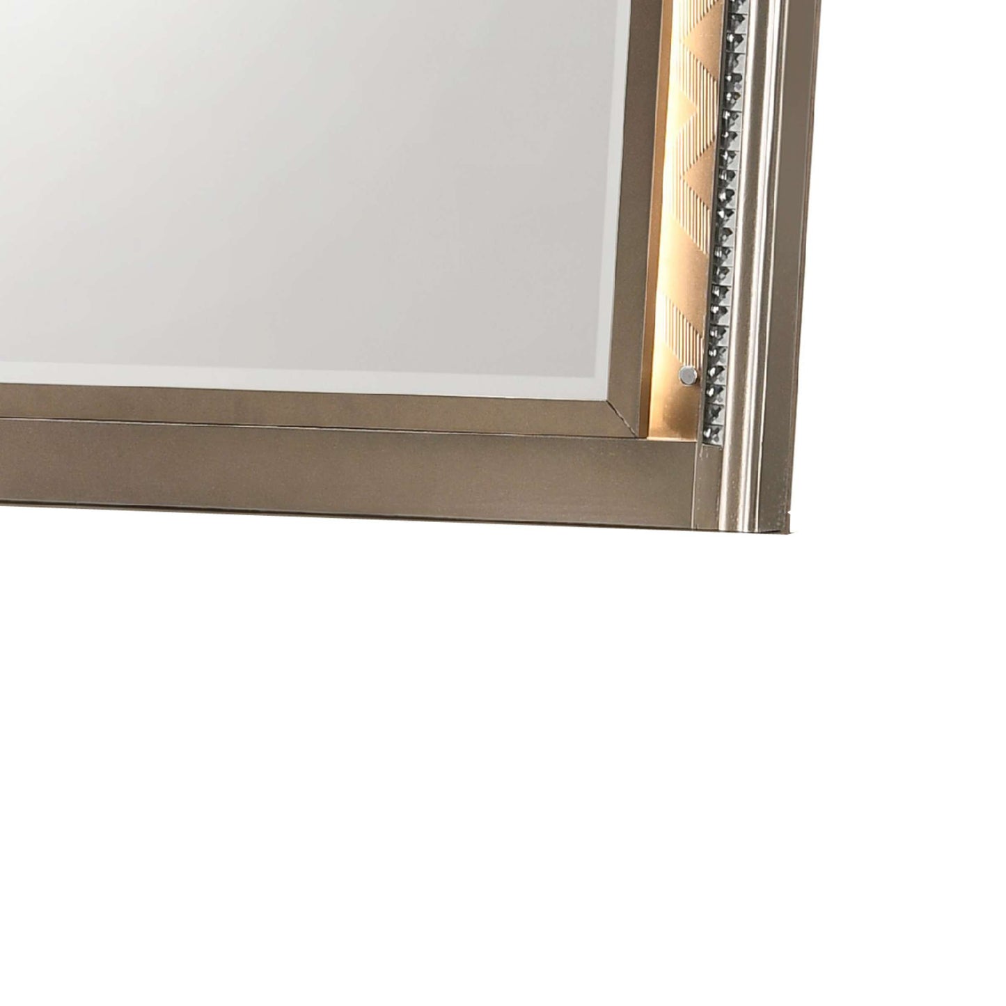 Transitional Wooden Arch Top Mirror With Molded Details, Champagne Gold - Bm215352 By Benzara | Mirrors |  Modishstore  - 4