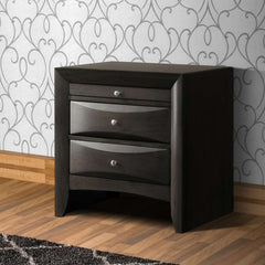 Wooden Nightstand With Two Drawers And Pull Out Tray, Brown By Benzara