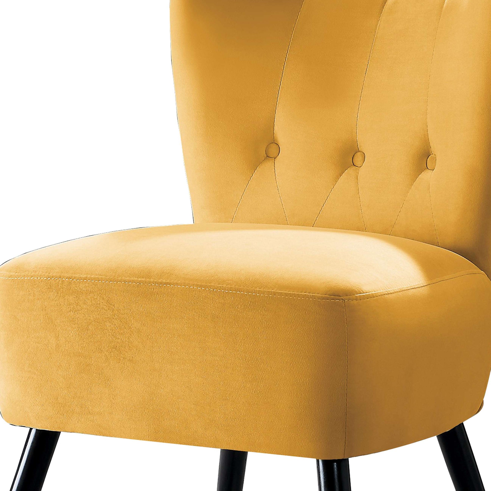 Upholstered Armless Accent Chair With Flared Back And Button Tufting, Yellow By Benzara | Accent Chairs |  Modishstore  - 3