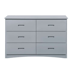 Transitional Wooden Dresser With 6 Drawers And Recessed Handles, Gray By Benzara