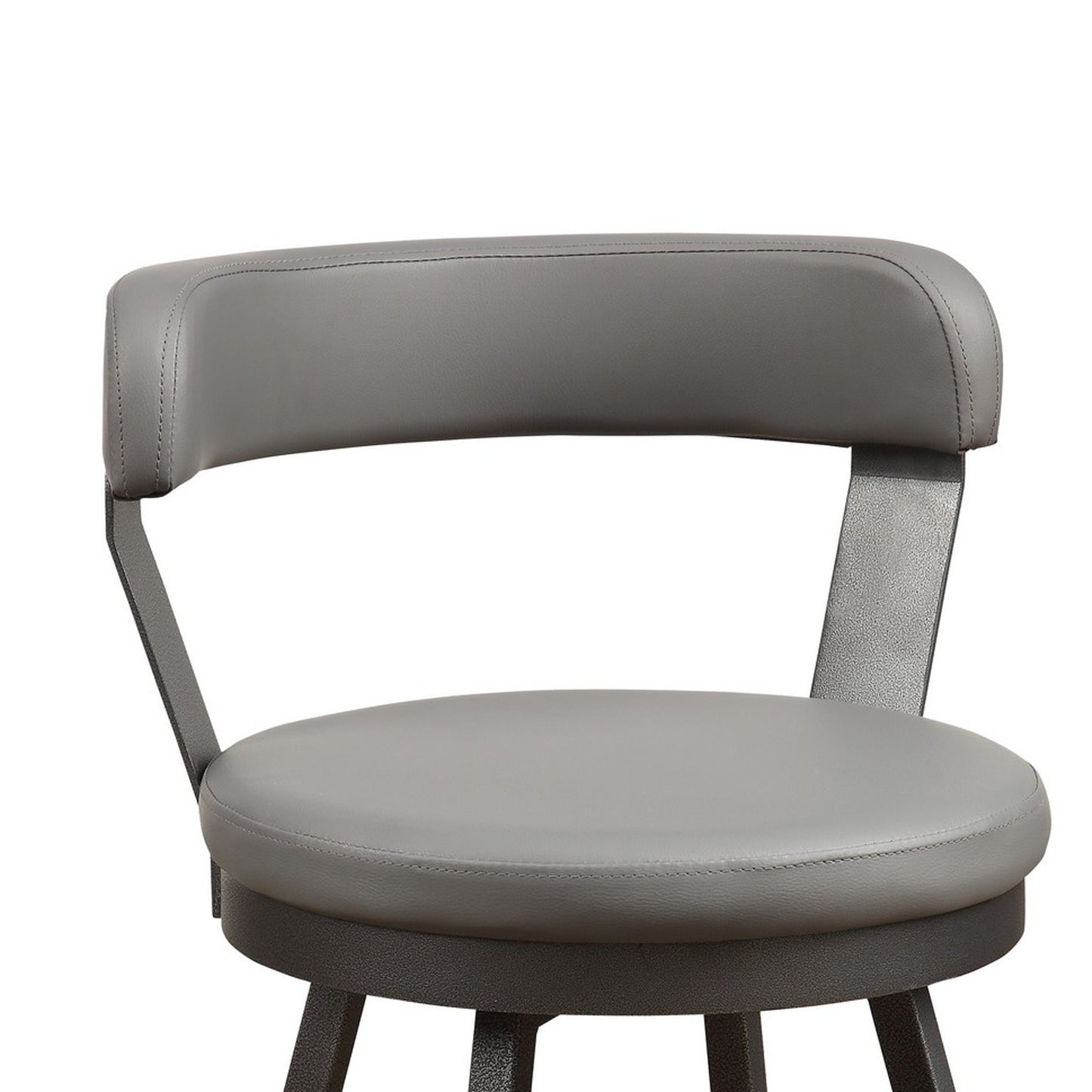 Leatherette Counter Height Chair With Metal Slanted Legs, Set Of 2, Gray By Benzara | Dining Chairs | Modishstore - 3