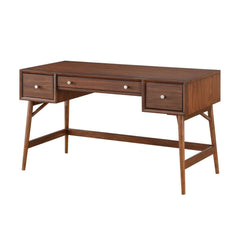 3 Drawer Wooden Writing Desk With Splayed Legs, Walnut Brown By Benzara