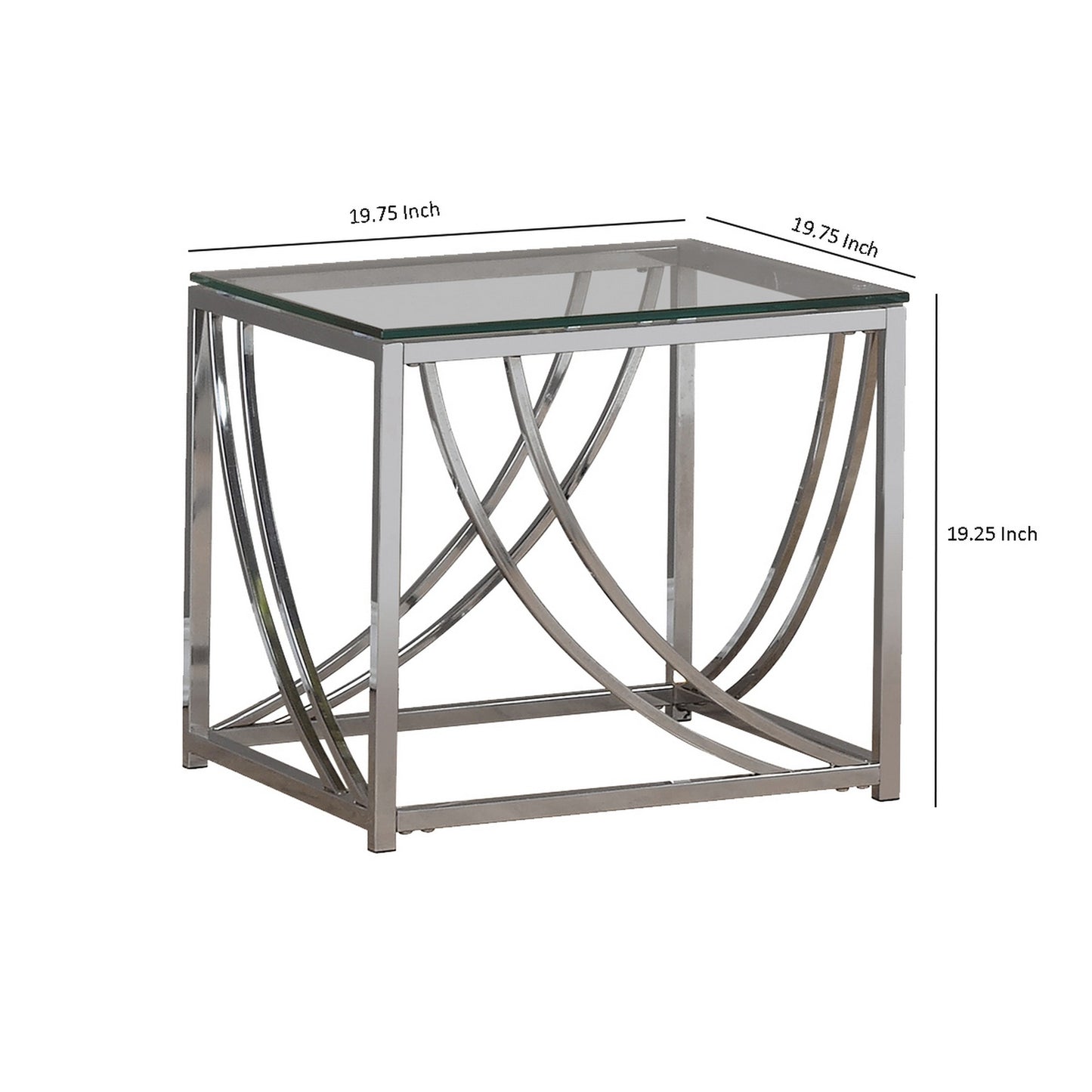 Tempered Glass Top End Table With Metal Tubular Legs, Chrome And Clear By Benzara | End Tables | Modishstore - 5