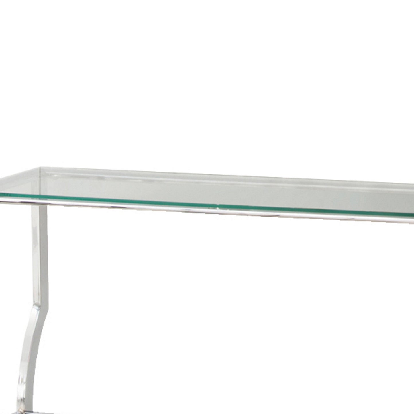 Glass Top Sofa Table With Metal Frame And Mirror Shelf, Chrome By Benzara | End Tables | Modishstore - 2