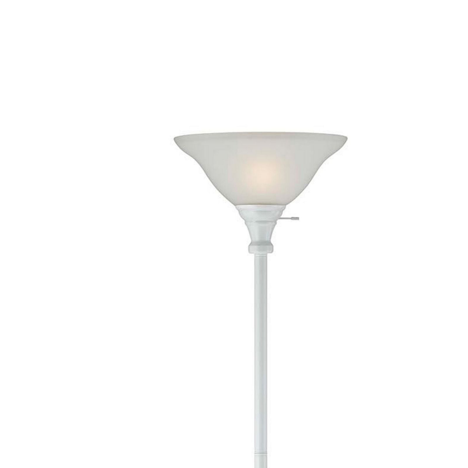 3 Way Torchiere Floor Lamp With Frosted Glass Shade And Stable Base, White By Benzara | Floor Lamps |  Modishstore  - 5