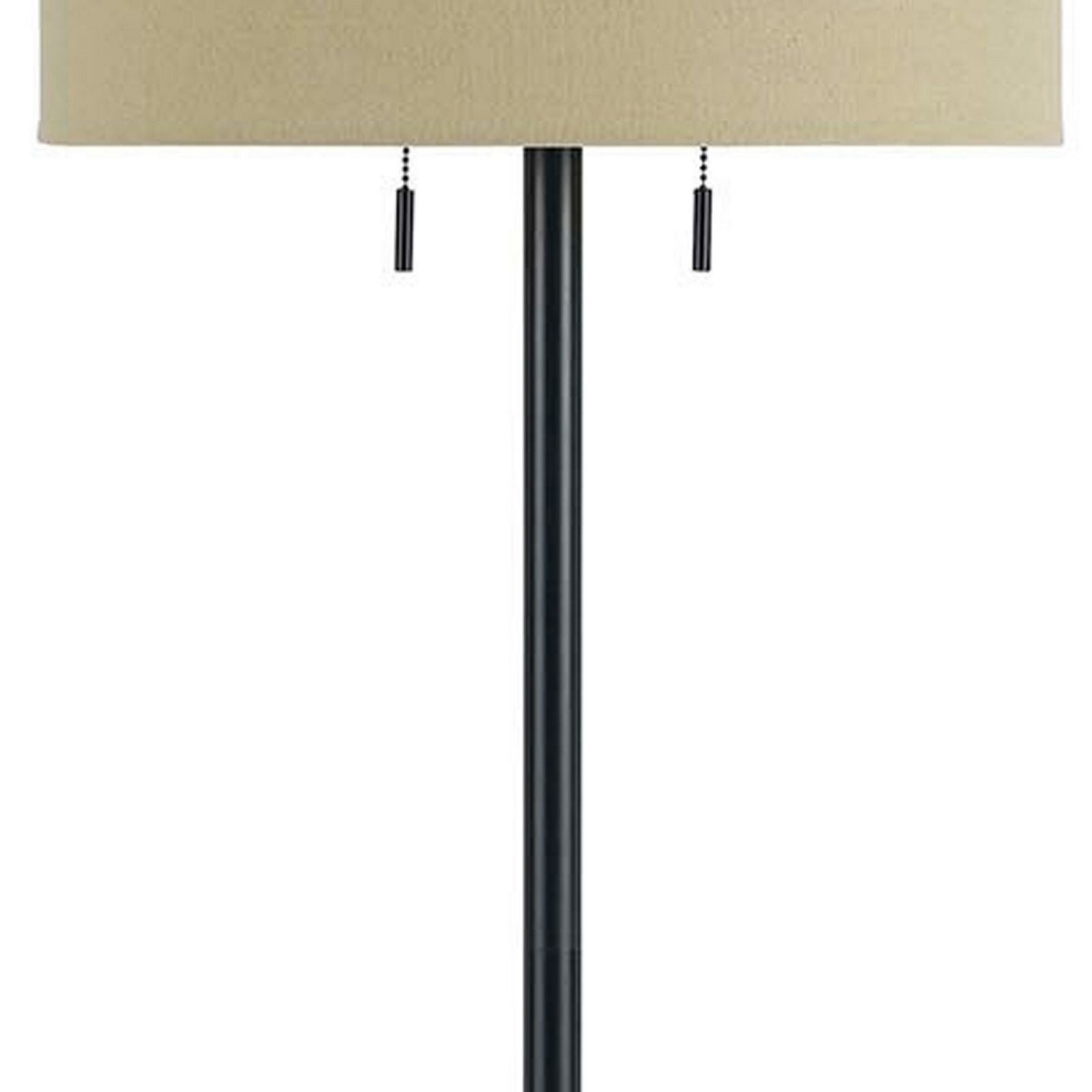 Metal Body Floor Lamp With Fabric Drum Shade And Pull Chain Switch, Black By Benzara | Floor Lamps |  Modishstore  - 4