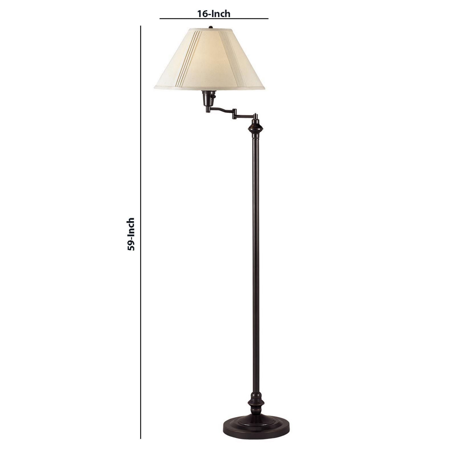 150 Watt Metal Floor Lamp With Swing Arm And Fabric Conical Shade, Black By Benzara | Floor Lamps |  Modishstore  - 2