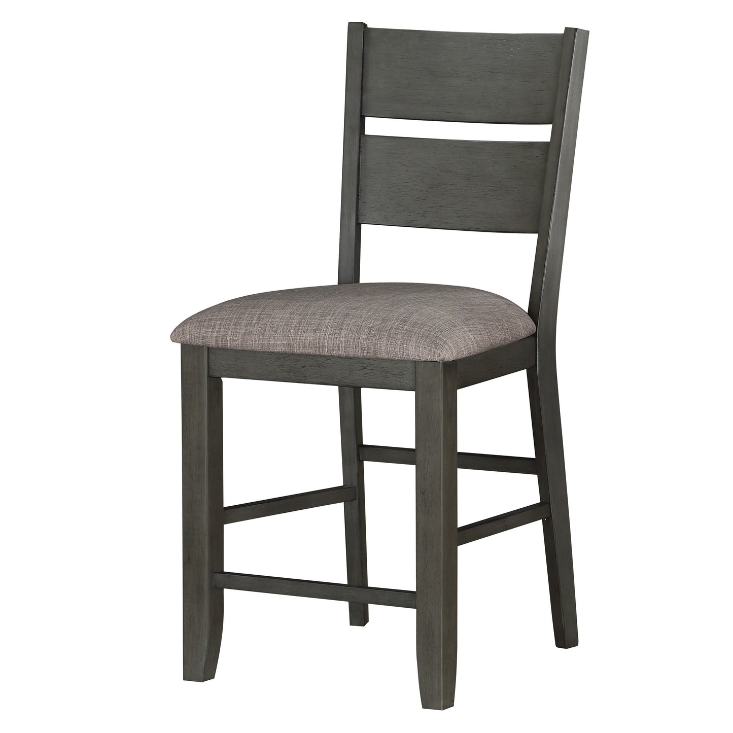 Counter Height With Chair With Ladder Backrest And Fabric Padded Seat, Gray By Benzara | Dining Chairs | Modishstore - 2