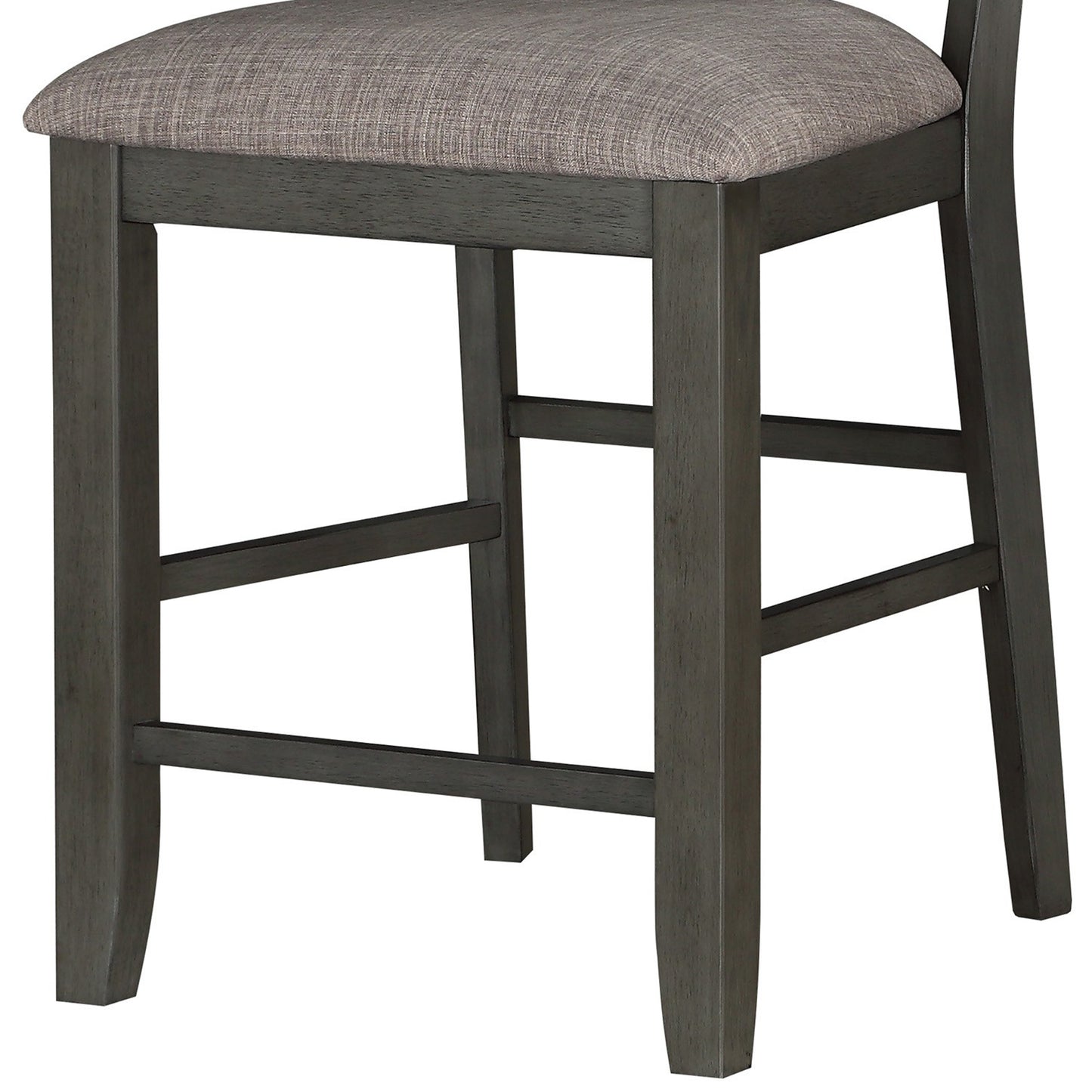 Counter Height With Chair With Ladder Backrest And Fabric Padded Seat, Gray By Benzara | Dining Chairs | Modishstore - 3