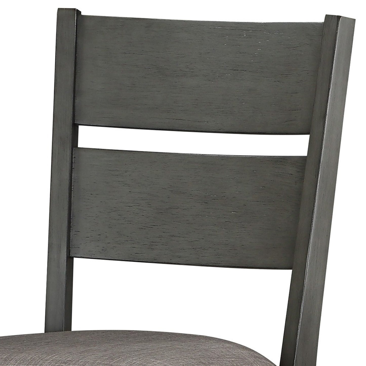 Counter Height With Chair With Ladder Backrest And Fabric Padded Seat, Gray By Benzara | Dining Chairs | Modishstore - 4