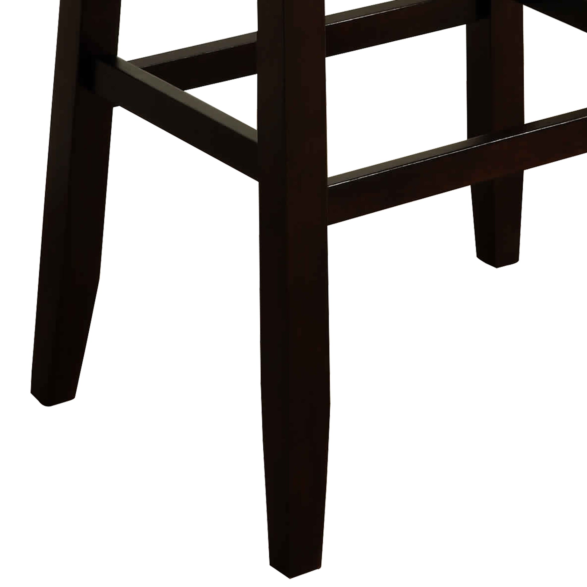 Wooden Stool With Saddle Seat And Button Tufting Set Of 2 Black And Brown By Benzara | Bar Stools | Modishstore - 3