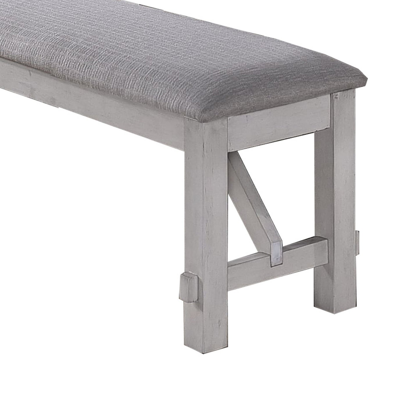 Fabric Upholstered Wooden Bench With Braces, Gray By Benzara | Benches | Modishstore - 4