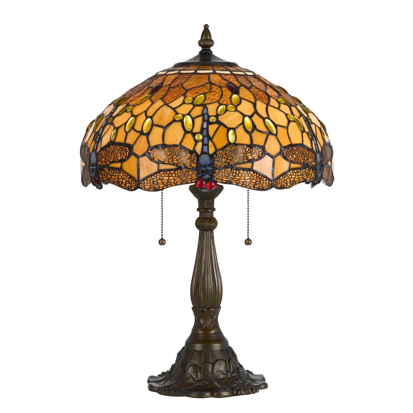 2 Bulb Tiffany Table Lamp With Dragonfly Design Shade, Multicolor By Benzara | Table Lamps |  Modishstore 