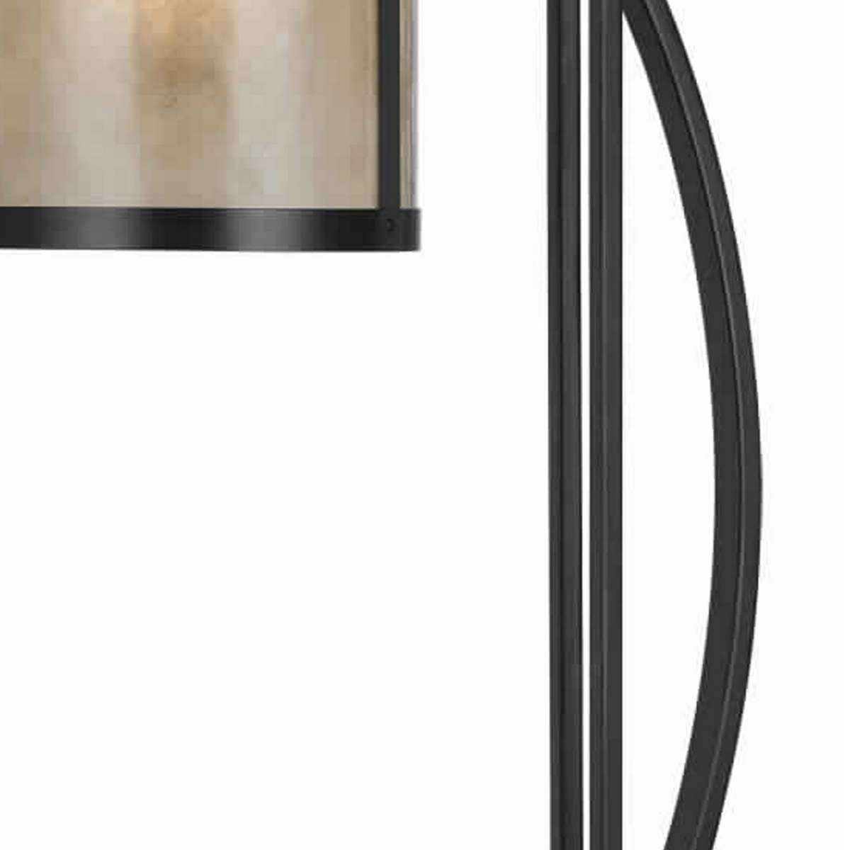 60 Watt Table Lamp With Metal Body And Mica Drum Shade, Black By Benzara | Table Lamps |  Modishstore  - 4