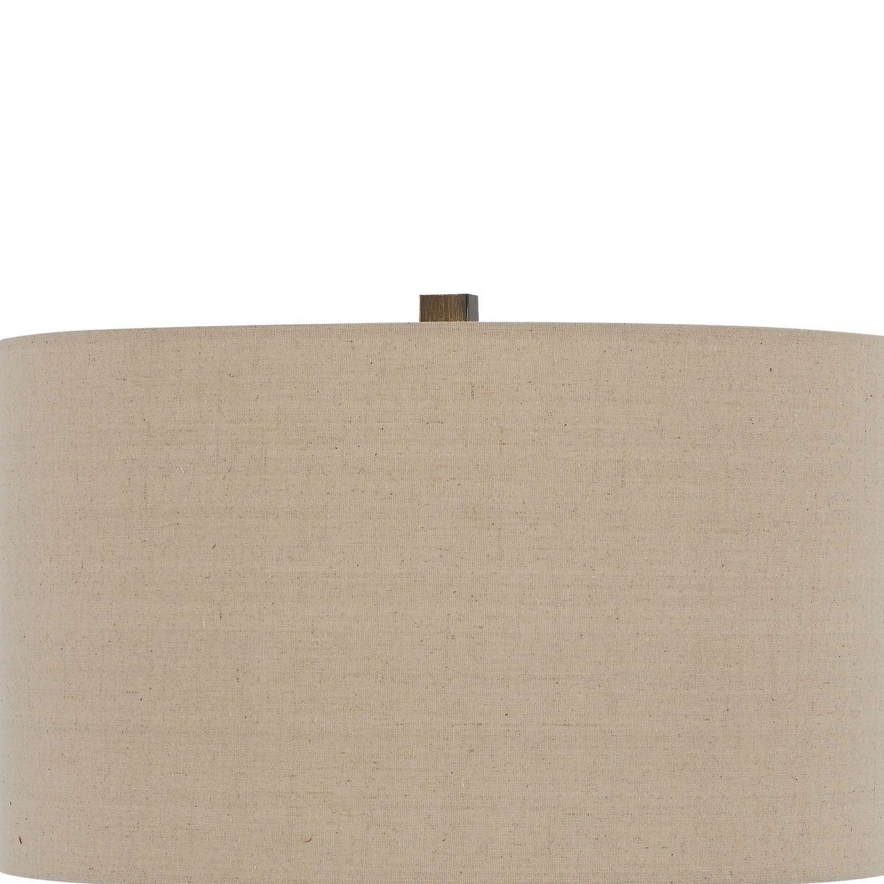 Metal Tripod Base Table Lamp With Fabric Drum Shade, Bronze And Beige By Benzara | Table Lamps |  Modishstore  - 5