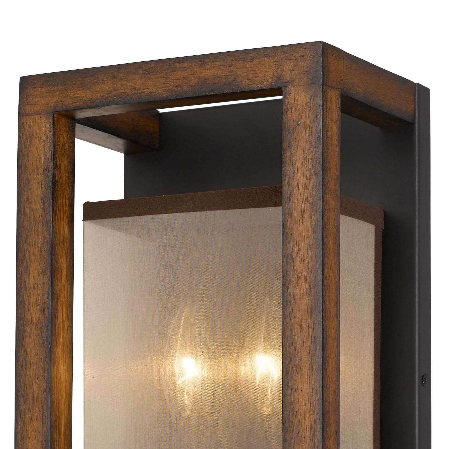 40 X 2 Watt Wooden Wall Sconce With Organza Shade, Walnut Brown By Benzara | Wall Lamps |  Modishstore  - 5