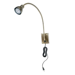 Metal Round Wall Reading Lamp With Plug In Switch, Silver And Gray By Benzara