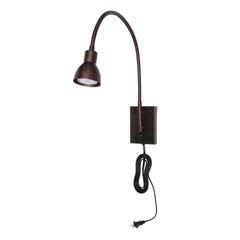 Metal Round Wall Reading Lamp With Plug In Switch, Bronze By Benzara