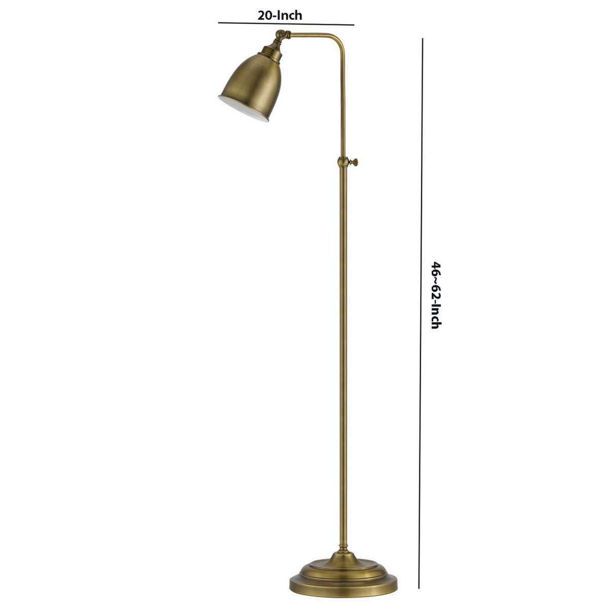 Metal Round 62" Floor Lamp With Adjustable Pole, Antique Bronze By Benzara | Floor Lamps |  Modishstore  - 2